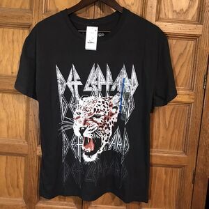 Def Leppard Concert T-Shirt Band Tee Adult L Black Cotton Short Sleeve Crew Neck